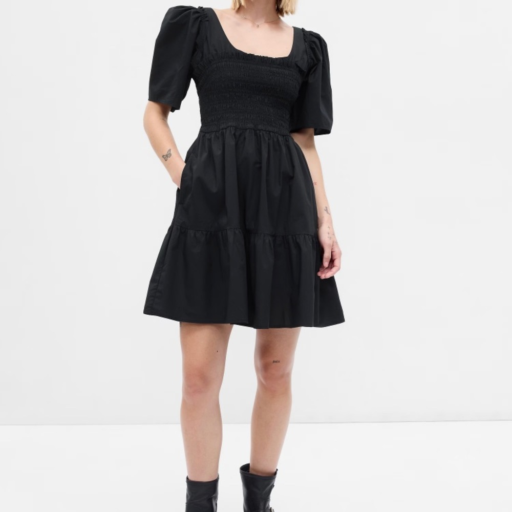 Gap Puff Sleeve Smocked cotton Mini Dress